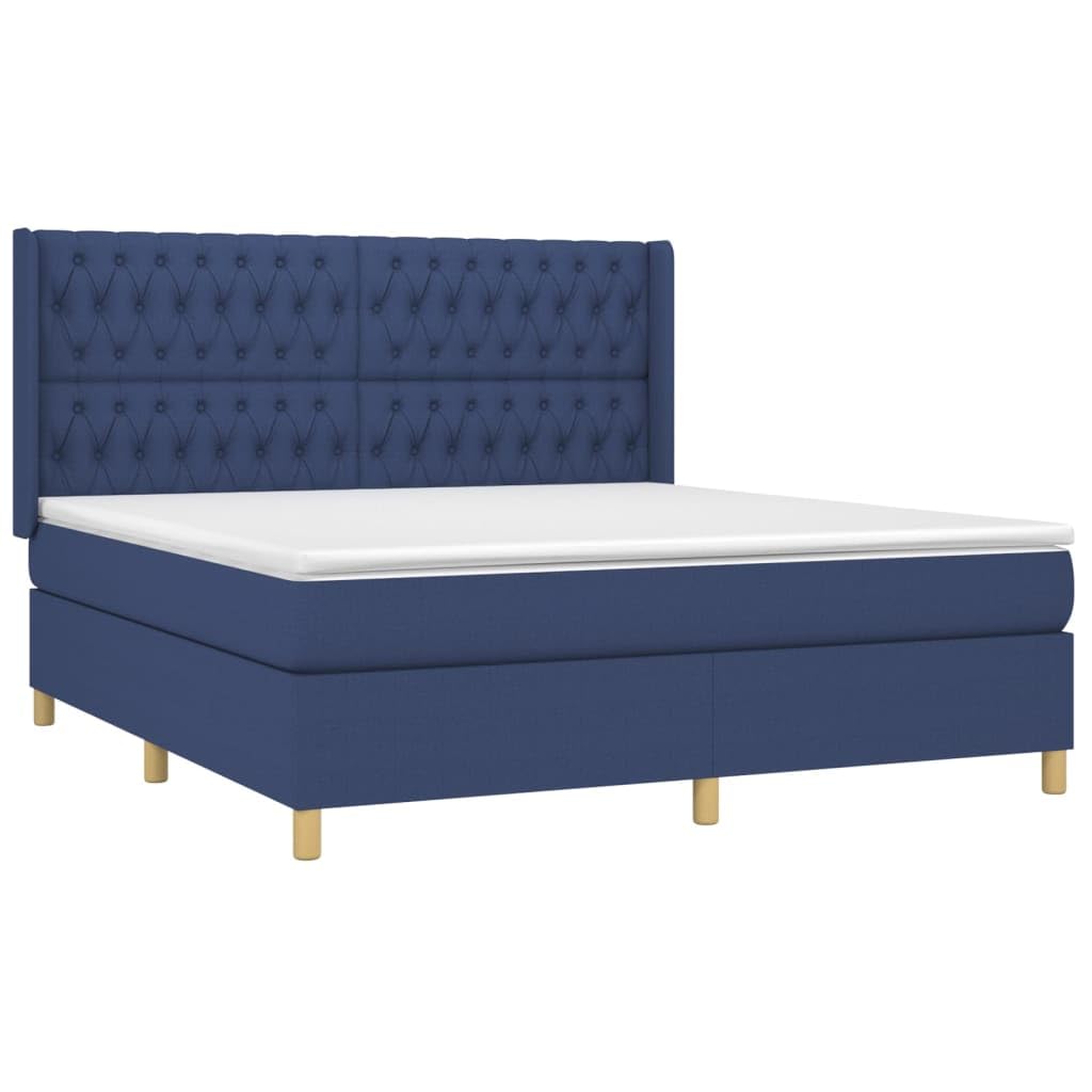 Sommier à Lattes Rembourré VidaXL 200x200 Cm - Cadre Lit Double Gris Tissu Polyester - Sans Tête De Lit Ni Matelas