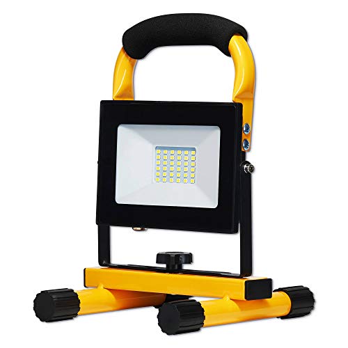 Foco LED de 50 W con cable de 3 m, foco de trabajo IP65 con estructura de barra amarilla, lámpara de construcción para interior y exterior