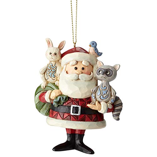 Enesco Rudolph The Red Nosed Reindeer by Jim Shore Santa with Woodland Animals Hanging Ornament, 3.6