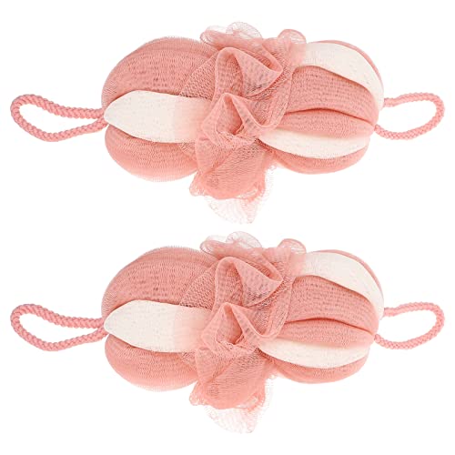 KALLORY 2pcs Long Bath Flower Sponges Adorable Shower Bath Balls for Skin Care