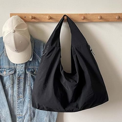 Bolso hobo para mujer, bolso tote elegante, bolso grande de hombro con cremallera, práctico bolso de nailon para trabajo, viaje y compras miniatura 3