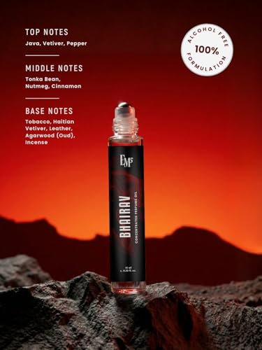 Image of EM5 Bhairav Concentrated Perfume Roll-On for Men | Dark, Animalic, Smoky, Tobacco, Leather & Oud Fragrance | 100% Alcohol Free | Strong & Long Lasting Perfume Roll On | 10 ml