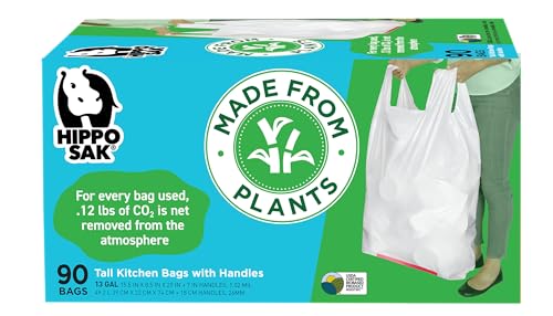 Hippo Sak - Plant Based Tall Kitchen Garbage Bags with Ergonomic ...
