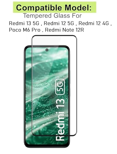 Image of 100FIT Tempered Glass For Redmi 13 5G, Redmi 12 5G With Full Glue Edge To Edge Coverage And Easy Installation Kit