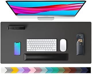 Leather Desk Pad Protector,Mouse Pad,Office Desk Mat,Non-Slip PU Leather Desk Blotter,Laptop Desk Pad,Waterproof Desk Writing Pad for Office and Home (80cm x 40cm, Dark Blue)