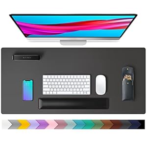 Leather Desk Pad Protector,Mouse Pad,Office Desk Mat,Non-Slip PU Leather Desk Blotter,Laptop Desk Pad,Waterproof Desk…