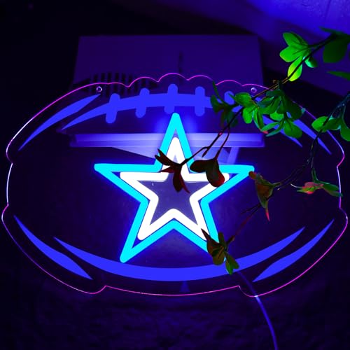 Image of OIZEGO Rugby Star Neon Signs for Wall Decor Neon Lights for Bedroom Led Signs Suitable for Dormitory Man Cave Christmas Gift