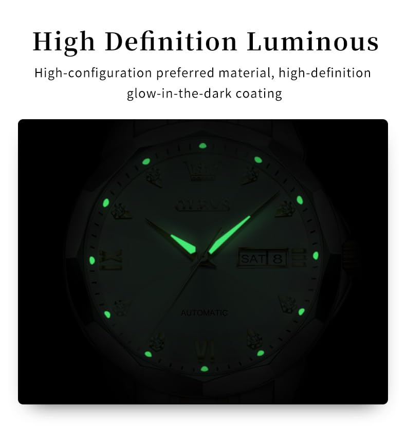 Image of OLEVS Automatic Mens Watches Self Winding Mechanical Business Luxury Dress Wrist Watch Stainless Steel Waterproof Luminous Day Date