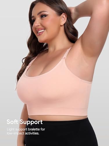 Image of Angelhood Women's Non-Padded Minimizer Sports Nursing Bras Wirefree Full Coverage Large Bust Light Support Sport