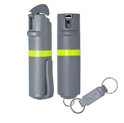 Pom Pepper Spray Combo Pack Clip & Keychain - Maximum Strength Oc Spray Self Defense- Tactical Compact & Safe Design - 25 Bursts & 10 Ft Range - Stream Spray Pattern #TOP8