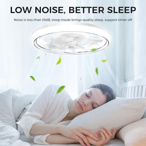 Biukis Modern Ceiling Fans With Lights: Ceiling Fan With Lights 3 Color 6 Wind Speeds Smart App Remote Low Profile Ceiling Fan For Living Room Bedroom Dining Room Outdoor thumb #6