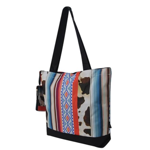Image of NGIL Medium Top Zipper Closure Canvas Tote Bag with Attached Matching Coin Purse For Moms and Nurses
