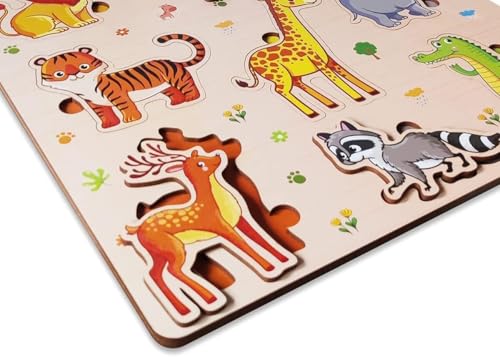 Webby Wooden Animals Montessori Educational Pre-School Puzzle Board Toy ...
