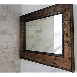 Herringbone Reclaimed Wood Framed Mirror Available in 5 Sizes and 20 Stain colors Shown in Dark Walnut Large Wall Mirror Rustic Modern Home Home Decor Housewares