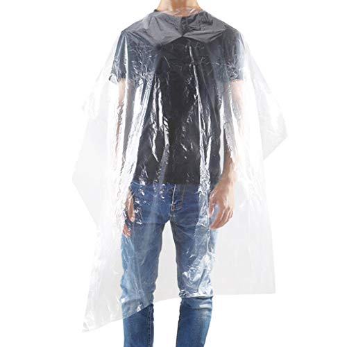 Youngnet 50PCS Disposable Salon Capes Waterproof Hair Dye Capes Shampoo Cape Barber Tools Hair Cutting Cape Transparent Barber Hairdressing Cape Hair Salon Cape (43.3 x 59.1 Inch)
