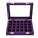 Ivosmart 24 Section Velvet Glass Jewelry Ring Display Organiser Box Tray Holder Earrings Storage Case (Purple)