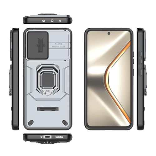 Image of Kapa Armor Slider Back Cover for Oppo K13 5G | Inbuilt Ring + Camera Slider Shockproof Lens Protection Bumper Back Case (Grey)
