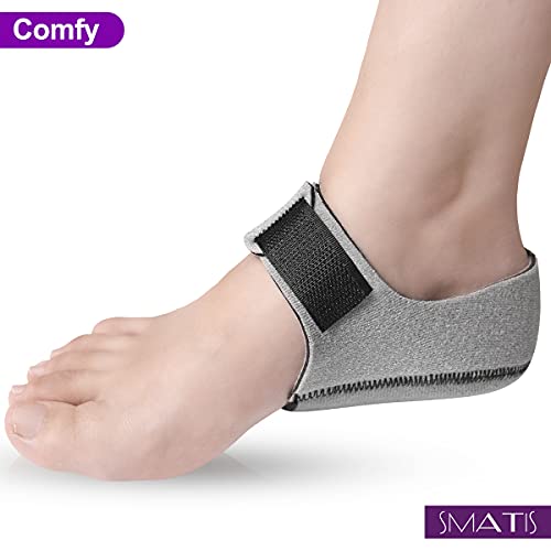 SMATIS Heel Protectors, Gray Heel Cups for Heel Pain, 2PCS Heel Cushion for Plantar Fasciitis Achilles Tendonitis Bone Spur Aching Feet Relieve Heel Pain(Size: Women 6-11 + Men 6-10)