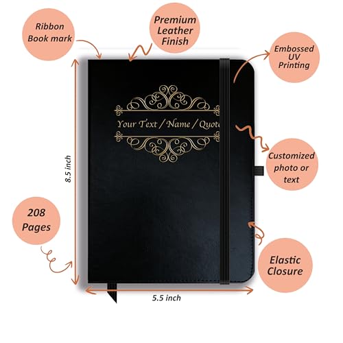 Image of Brown Cloud Personalized Black Leather Cover Notebook /Diary with Paper Bag Personalised /Customized Photographs /Message /Quote for Personal /Corporate Gift (10)