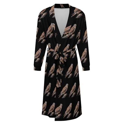 Kestrel Bird Soft Robe Long Sleeve Bathrobes V Neck Sleepwear Spa Robes with Belt Men Woman4