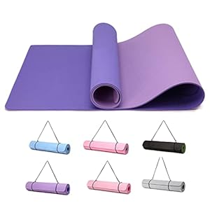 Good Nite Yoga Mat Exercise Fitness Mat Extra Thick Non-Slip Training Mats for Sports Pilates Gym Mats Floor Gym Resistance Mat with Carrying Strap 183 x 61 x 0.6 cm