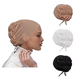 PURFUN 3 Pcs Muslim Hijab Inner Caps Women Solid Color Breathable Cool Mesh Beanie Turban Underscarf Stretchy Full Cover Mesh Undercap Bonnet Hijab Scarf Under Cap Hats Beanie