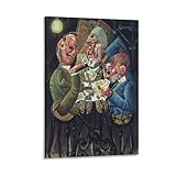 QINGYUAN Otto Dix The Skat Players (1920) Poster Wall Art Poster Gifts Bedroom Home Decor Picture Canvas Painting Posters 12x18inch(30x45cm), Frame-style