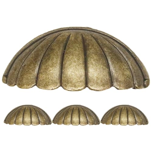 LALADEFIEE Tiradores de Cajón Vintage en Aleación de Zinc, 4 Unidades Detalle de Concha Marina para Muebles y Armarios en Ambientes Clásicos