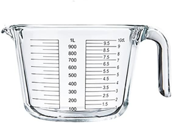 Glass Measuring Cup With Scale Milk Cup High Temperature Resistant Household Kitchen Baking Beaten Egg Cup Measuring Water Cup (Size : 1000ML)