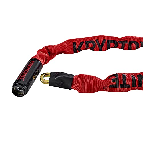 Image of Kryptonite Keeper 785 Bike Chain Lock, 2.8 Feet Long Heavy Duty Anti-Theft Bicycle Chain Lock with Keys for Bike, Motorcycle, Scooter, Bicycle, Door, Gate, Fence,Red, 33.5 Inch (Pack of 5)