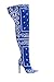 Cape Robbin Spring Bandana Print Over The Knee Boots, Stiletto Heel, Fashion Dress Boots for Women (6.5, Blue Bandana)