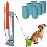 Dog Pooper Scooper,Foldable Pooper Scooper Long Handle for Large/Small Dogs,Portable Metal Pooper Scooper with Bag Attachment, No Touch Dog Poop Scooper Used for Walking with Dogs. (Bags of 90)
