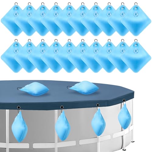 TAINAT 20 Pack Pool Cover Weights with Hooks,Heavy Duty Winter Pool Cover Hanging Bags,Leakproof...