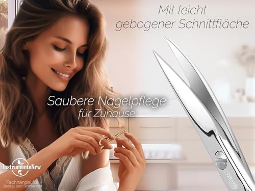 Foto von Profi Nagelschere aus Solingen - Premium Qualität mit gebogener Schnittfläche - Extra Scharfe Schneiden MADE IN GERMANY inklusive Etui