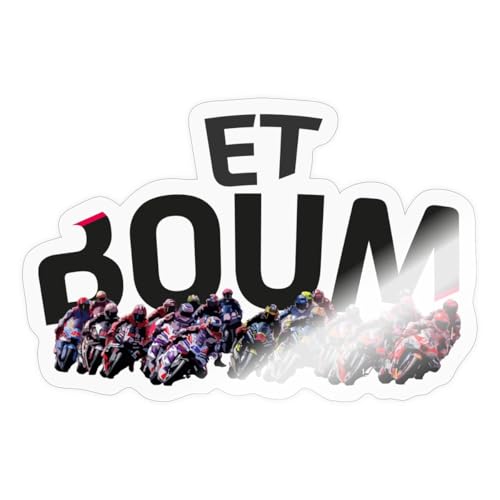 Spreadshirt Et Boum Cadeau MotoGP Autocollant Sticker, 10 x 10 cm, brillant transparent