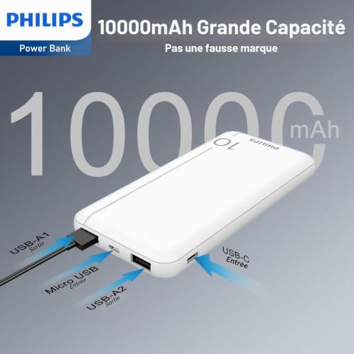 Batterie Externe PHILIPS Powerbak DLP1810NW 10000 mAh 2 Ports 5 Volts - vue 5