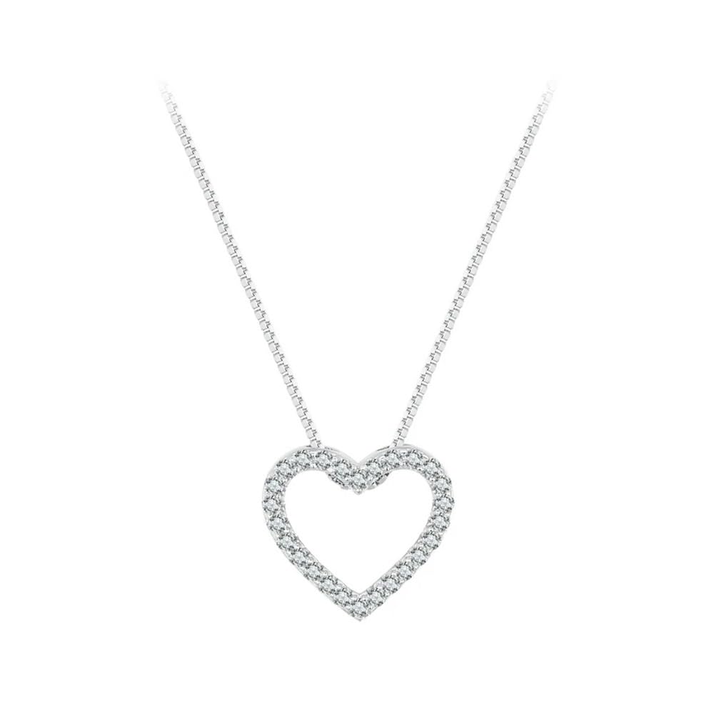 Collares de corazón para mujer de plata de ley 925 colgante de compromiso 5