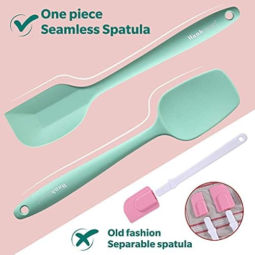 Wanbasion Mint Green Large Silicone Spatula Set with 600°F Heat Resistant, Kitchen Silicone Spatula Set for Baking, Silicon Spatulas for Cooking Mint Green Red Non-Stick & Bpa Free