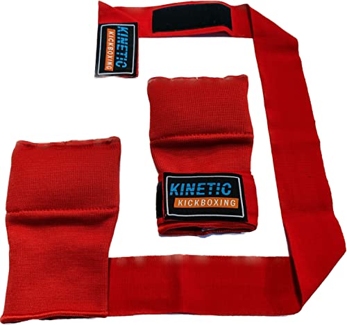 Edge Holistic Fitness Kinetic Kickboxing - Quick Hand Wraps With Gel Padding | Knuckle & Wrist Support (Red, Large) #TOP4