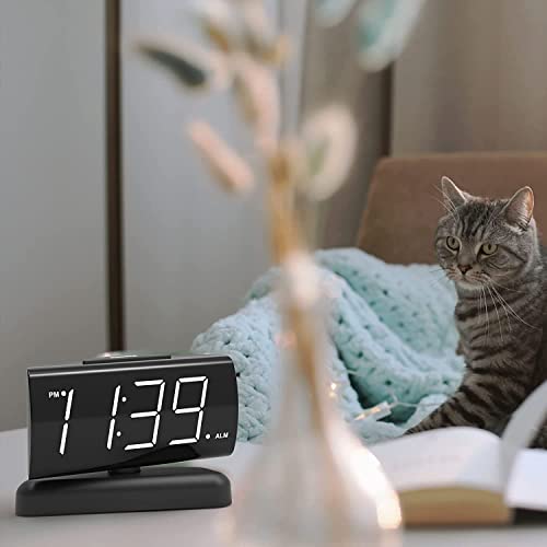 Qinofen Digital Alarm Clock For Bedrooms-Large 6" Led Display With Dimmer, Swivel Base,Snooze,Loud Adjustable Volume,Easy To Set,Battery Backup Bedside Clock For Kids,Boys,Seniors,Teens,Heavy Sleepers #TOP5