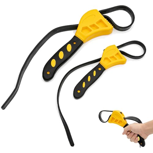GETFACAI 2PCS Universal Adjustable Rubber Strap Wrench - Oil Filter Spanner with Tighten and Loosen Function