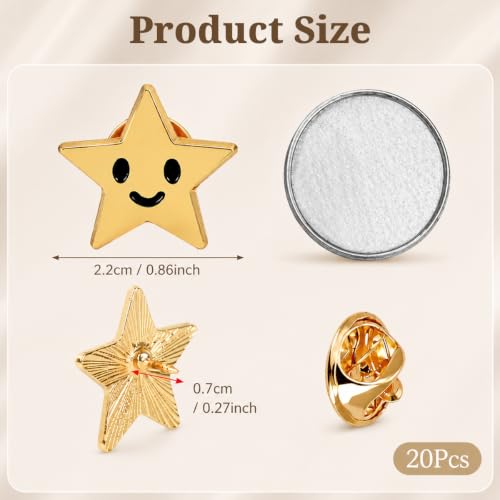 Image of SANNIDHI Badges with Pin, 30mm Star Badge Lapel Pin, Mini Memorial Day Gold /Silver Stars Sheriff Badges for Bags Hat Clothes, Metal Military Award Labor Day Party Costume Decor Pins