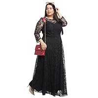 Flambeur Womens Fit & Flare Net Casual Maxi Dress (Color- Black)