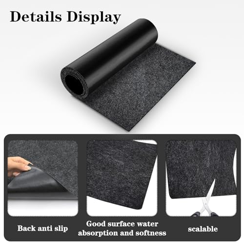 LYMOI Pools Floor Pathways Mats, Absorb Water Pools Ground Walkways Pads, Slip-Proof Backing Pool Spa Floor Pathways Mats for Above Ground Pools, Spas, Hot Tubs.(10 Ft x 16 Inch), Black - Thumbnail 3