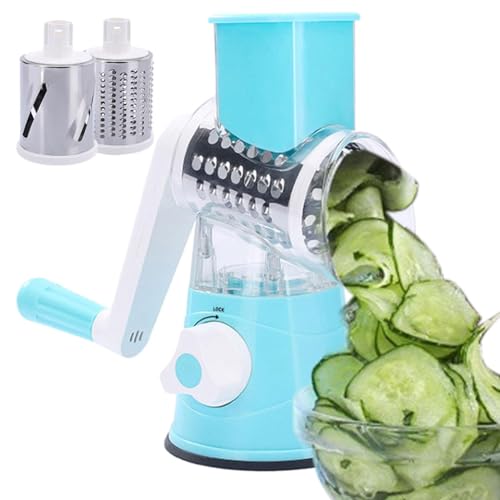 Grattugia per formaggio rotante, grattugia da cucina domestica, grattugia, affettatrice di verdure, affettatrice di verdure a manovella, affettatrice di patate a tamburo multifunzione a mano