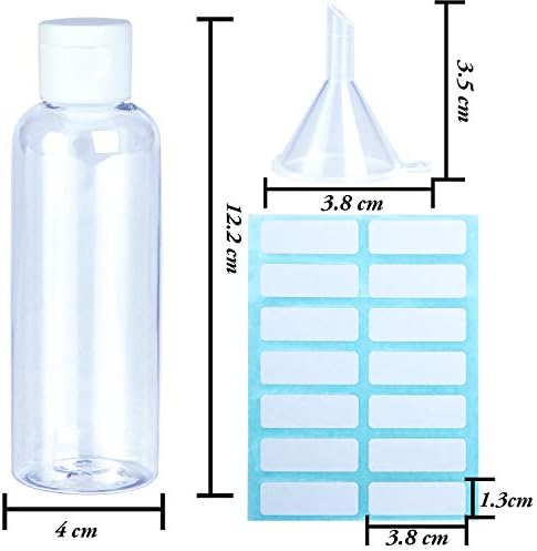 Aneco 10 Pack 100 ml Clear Travel Bottle Empty Transparent Containers Bottles with 5pcs Funnels and 4 Sheets Free Labels
