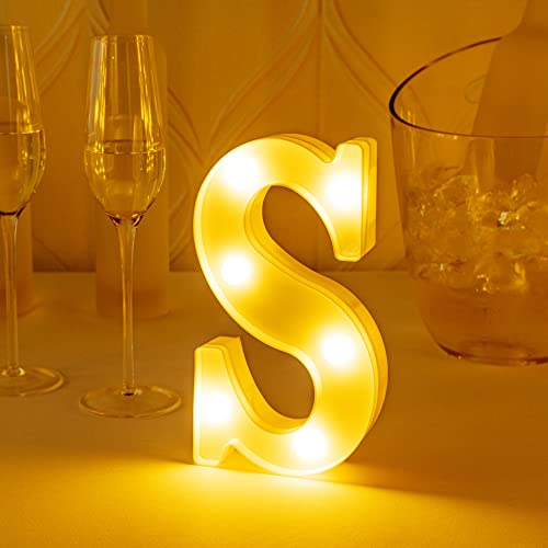Image of Restaurantware-Illumify 4.7 x 1.2 x 8.7 Inch Light Up Letter, 1 Durable Marquee LED Light - Letter S, Touchproof, White Plastic Party Light, Keyhole Slot, For Parties, Weddings, Or Special Events