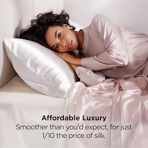 image for Bedsure Satin Pillowcases, Similar to Silk Pillow Cases Queen Size Set