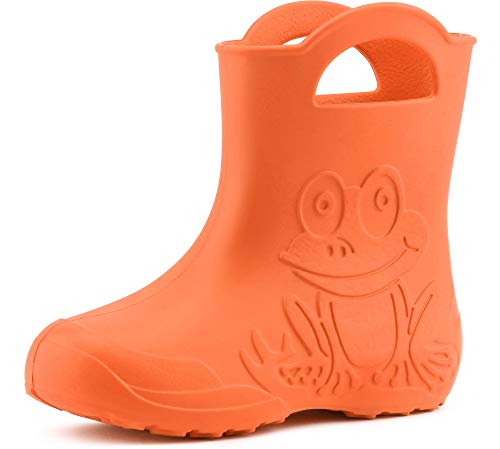 Ladeheid Stivali Bambino e Bambina in Gomma Comodi Stivali Pioggia Bambino con Motivo a Rana LA-CA-01 (Arancione (151c),...