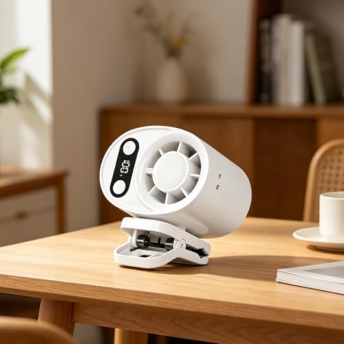 Ventilador portátil con clip recargable USB y pantalla digital portátil 4